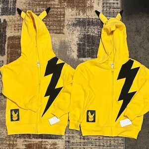 Yellow Pikachu Hoodies with Black Lightning Bolt x 2